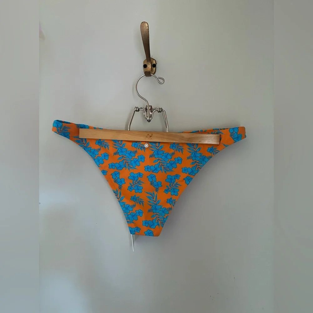 Rhythm Viva Tropical Orange‎ Floral Print Triangle Bikini Bottoms Size XL